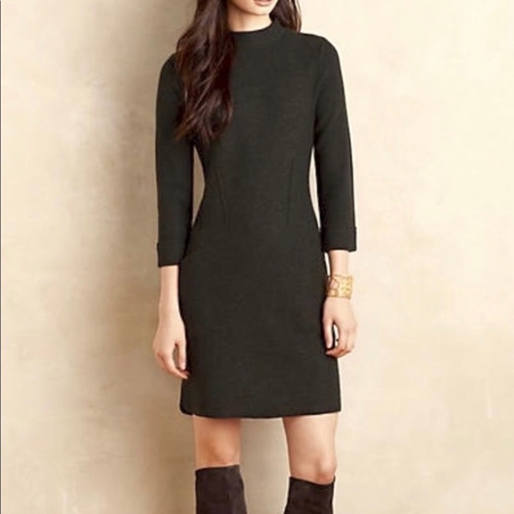 Anthropologie Dark Green Wool Dress